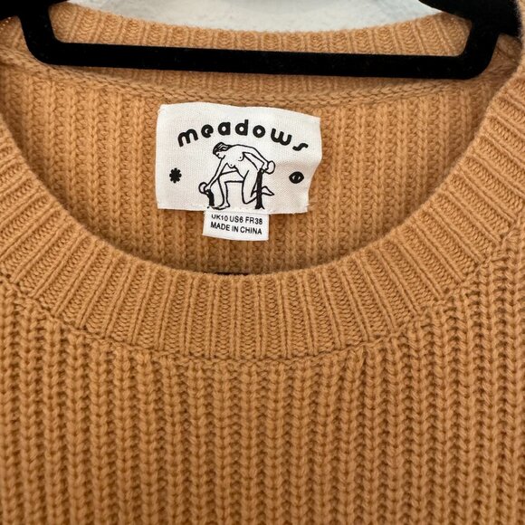 Meadows Camel Wool Fisherman Knit Sweater | 100% RWS Wool | US Size 6 | UK -10 - Picture 2 of 5